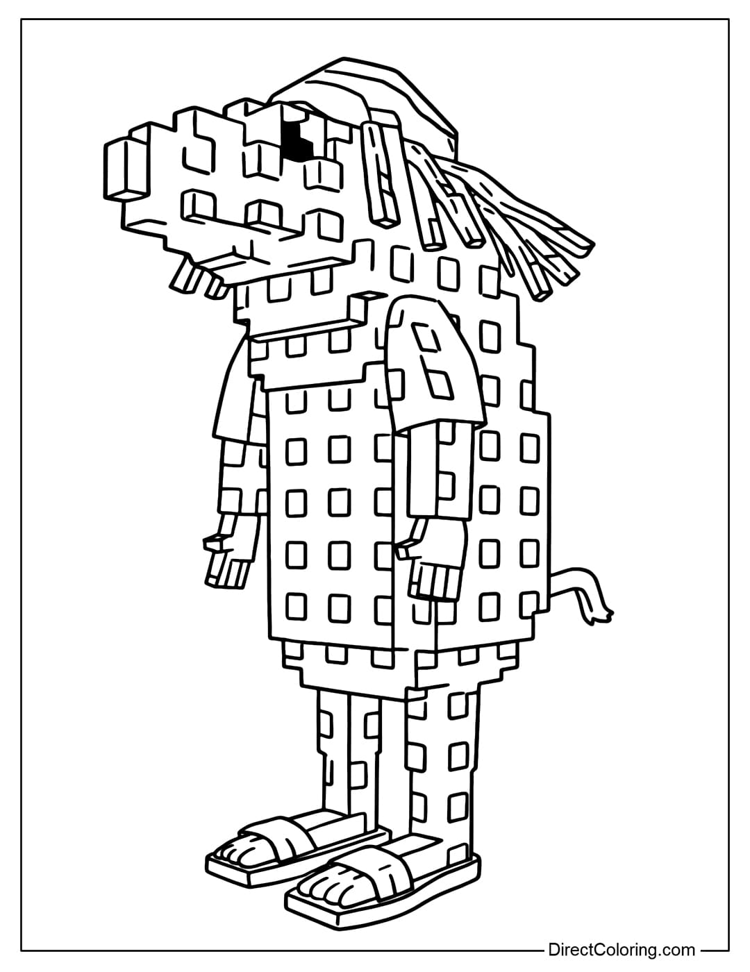 Coloring page for Bredda Ratto from the game Plants vs Brainrots Roblox.