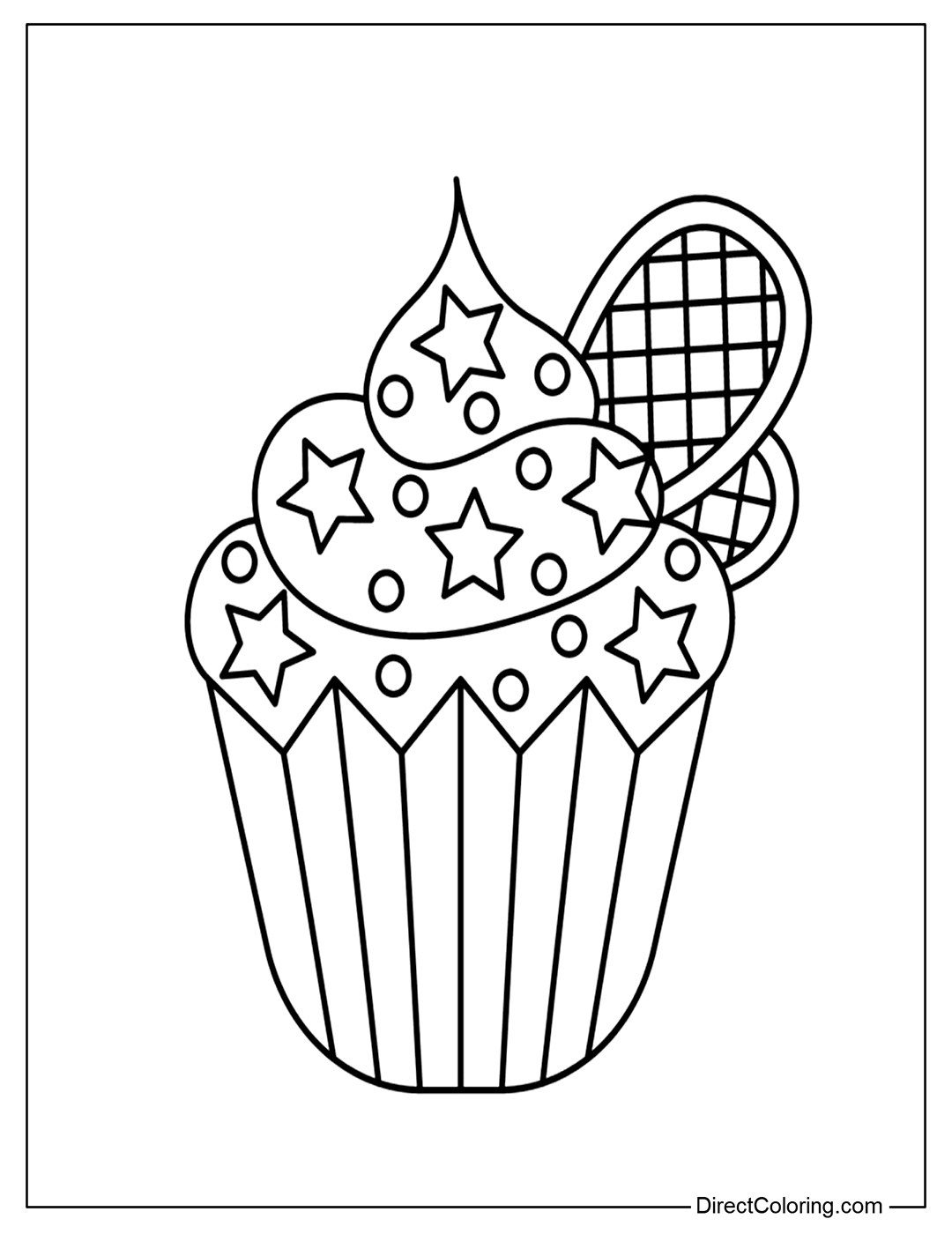 Coloring Sheet Cupcake with Stars