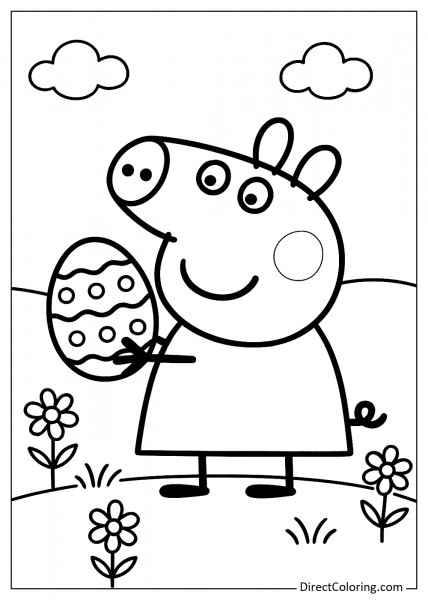 Peppa Pig Holding an Easter Egg