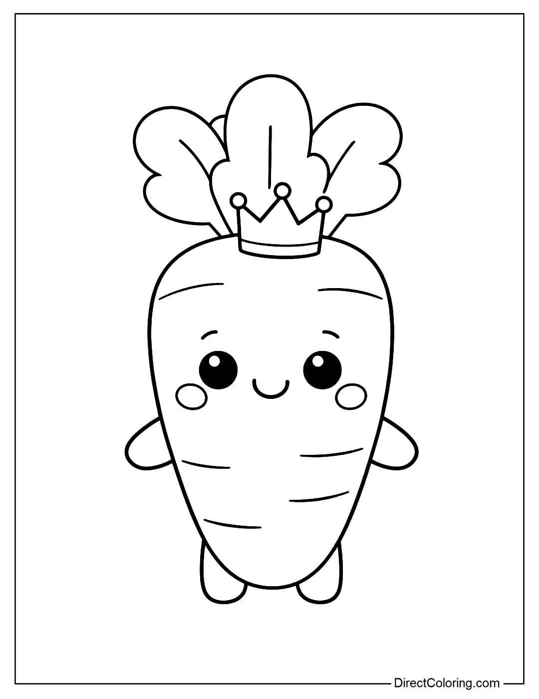 A cute carrot wearing a small crown on its head.