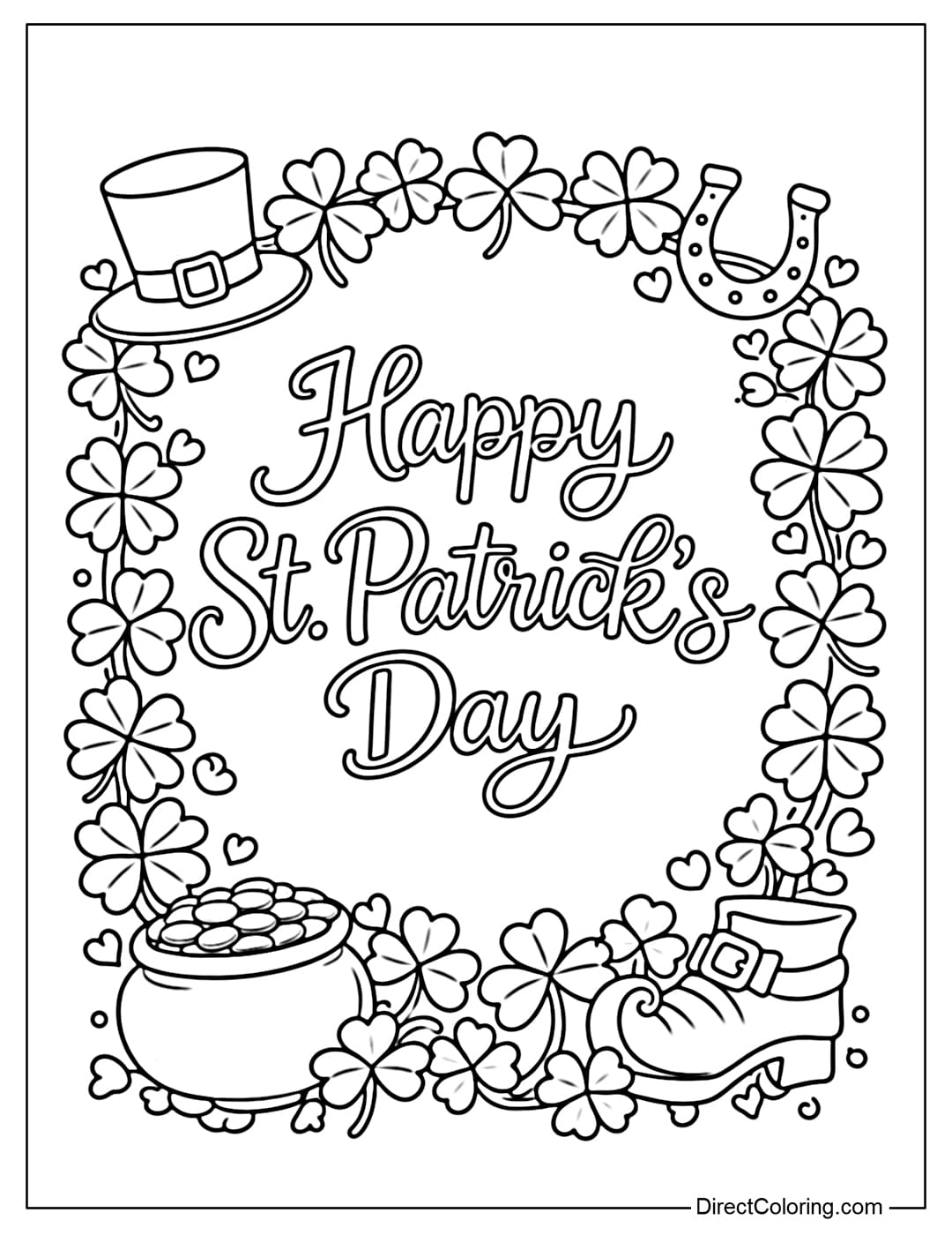 Coloring page with the words 
