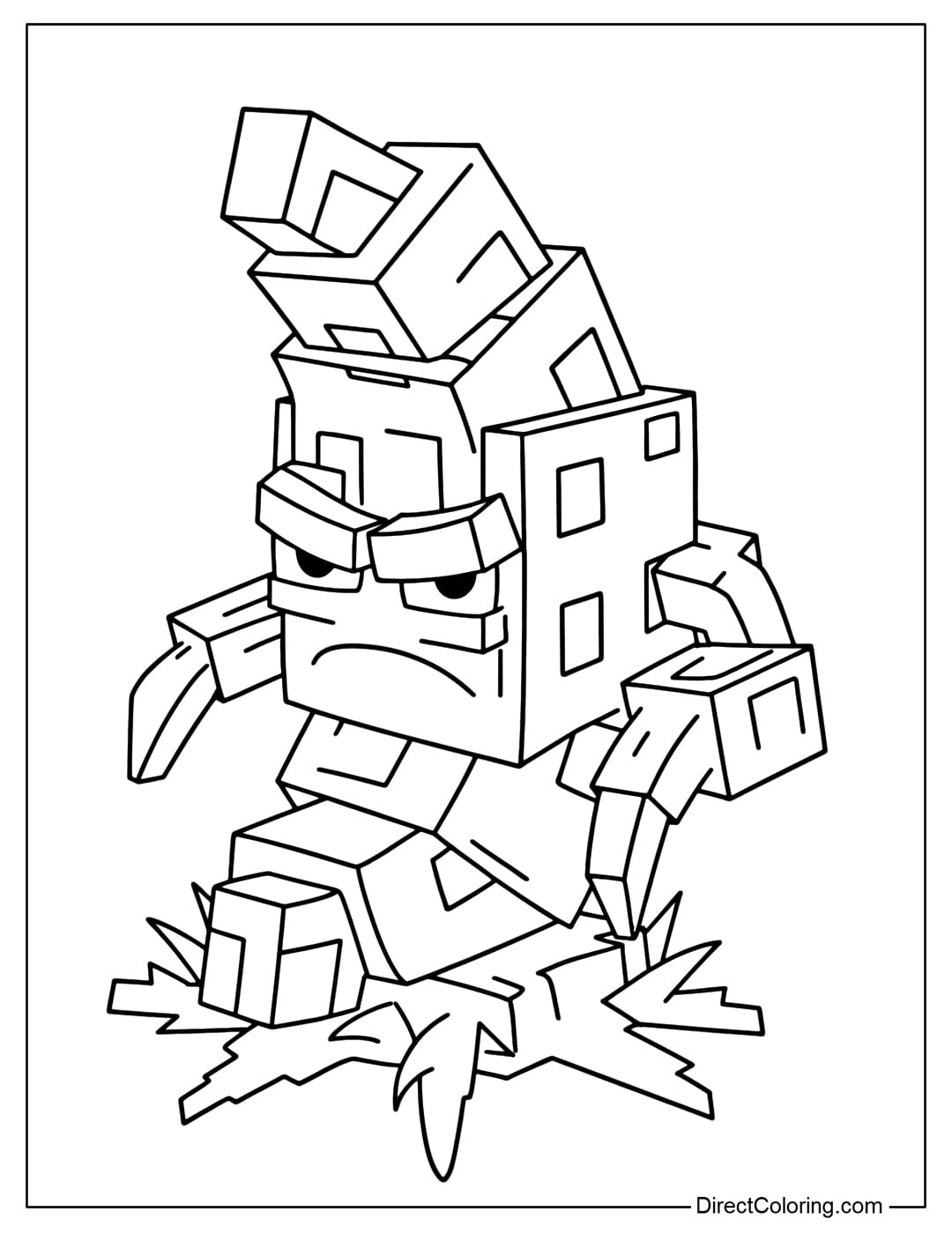 Slasherini Bananini coloring page in Plants vs Brainrots Roblox game.