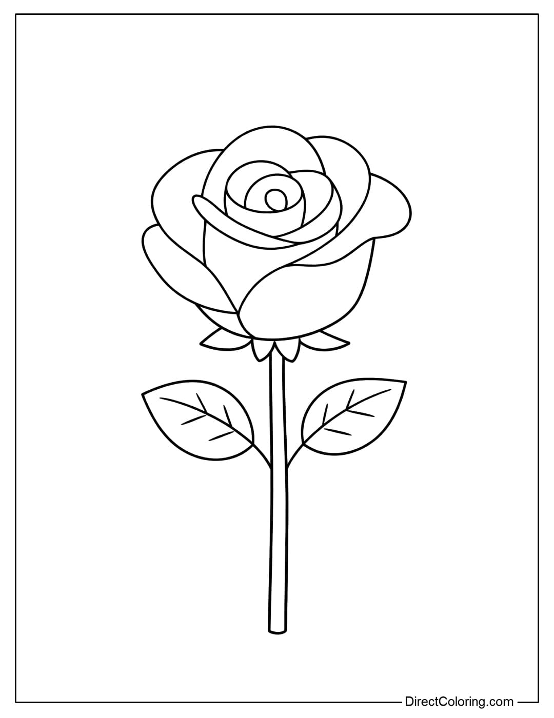 A simple and cute rose coloring page for preschoolers.