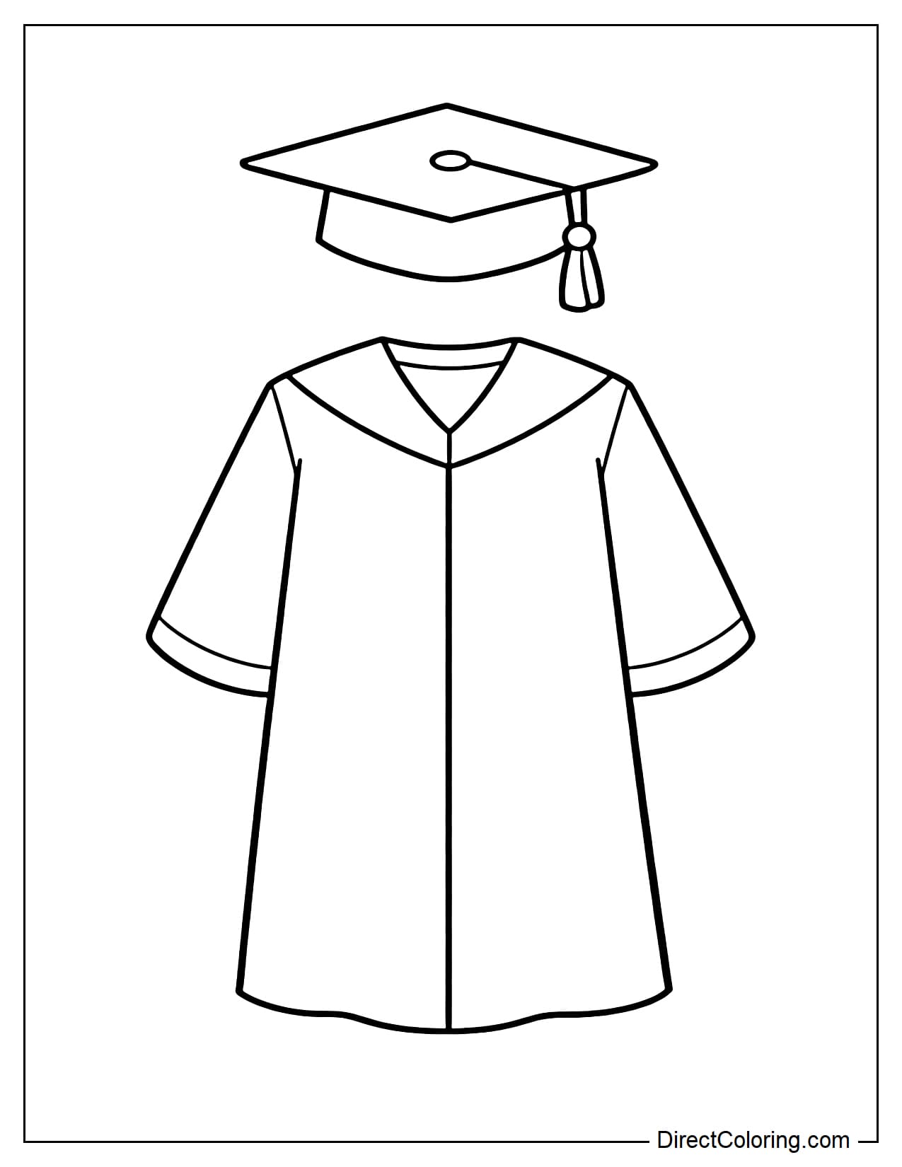 A simple graduation outfit consisting of a long gown and a graduation cap.