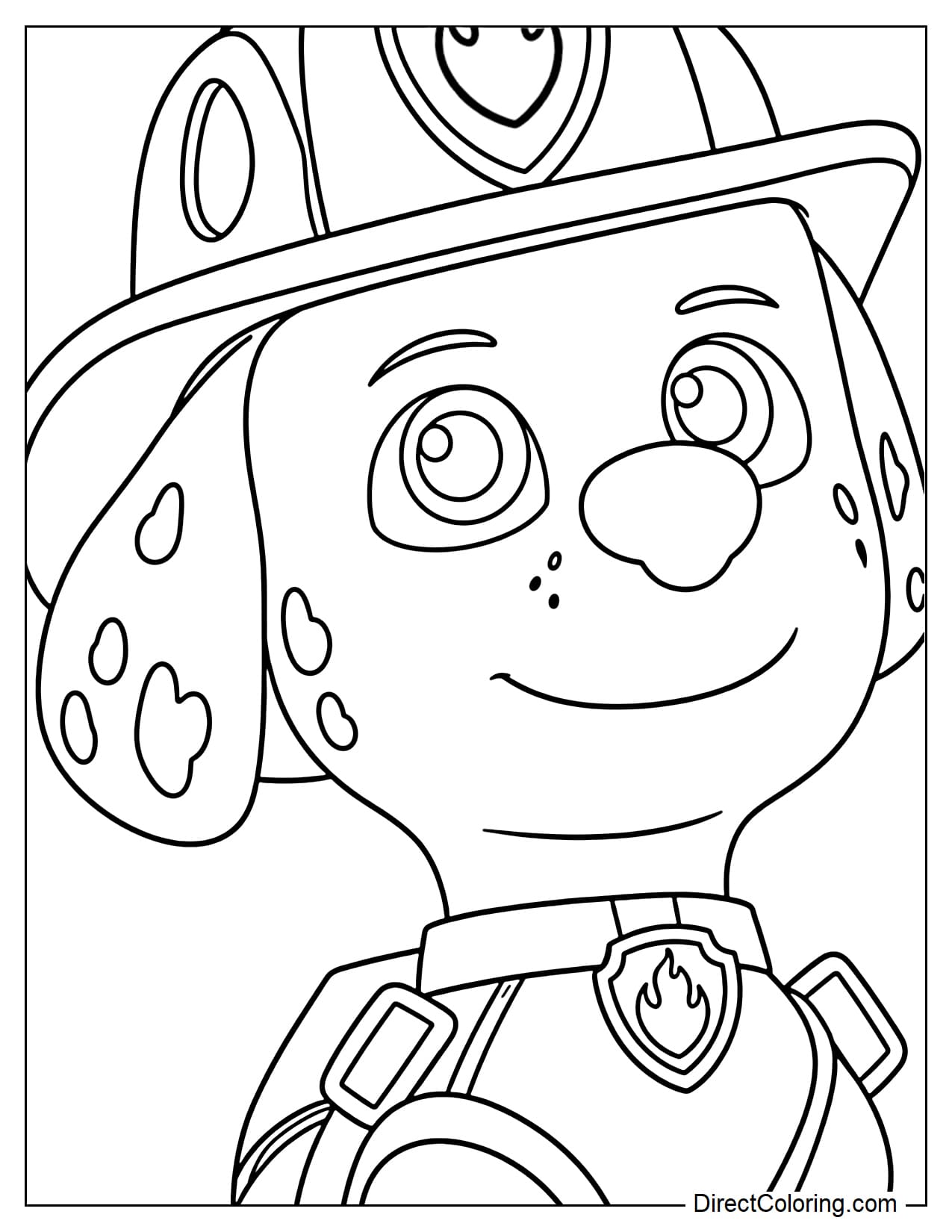 Marshall smiles confidently in his Dino Movie rescue gear, wearing his firefighter helmet.