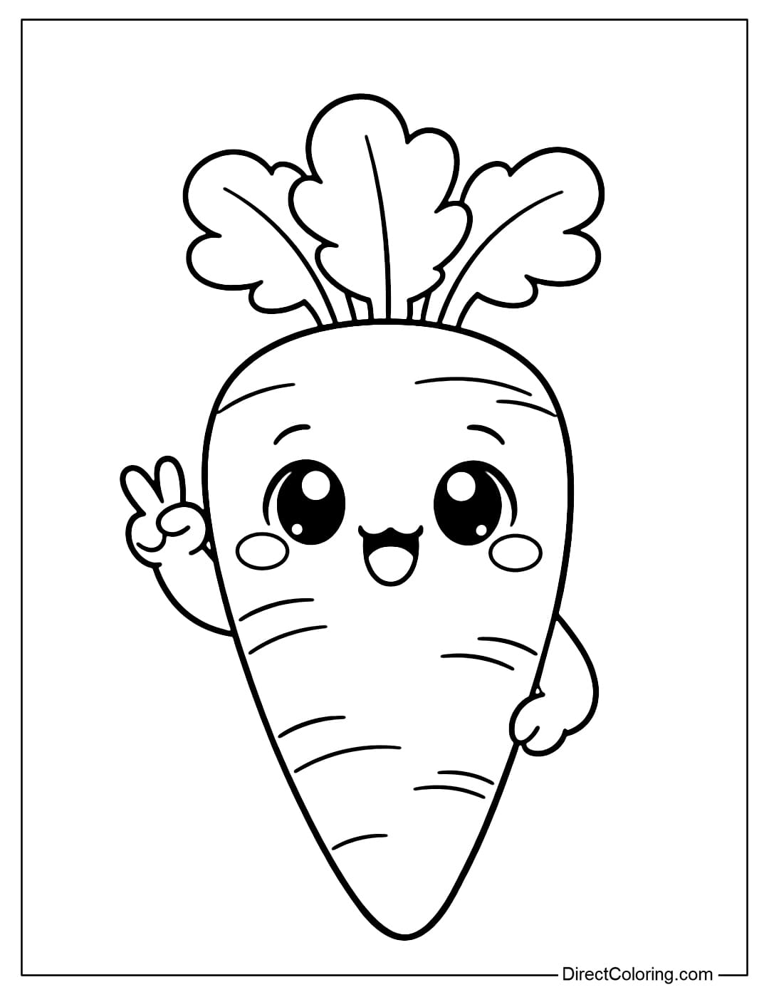 A carrot with big, cute eyes and a cheerful expression.