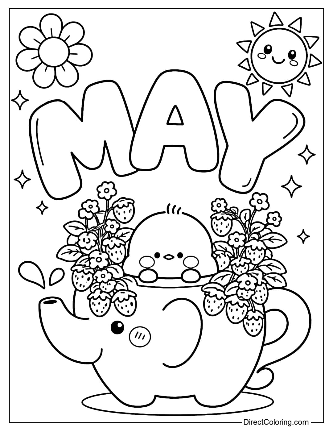 A coloring page with the word 