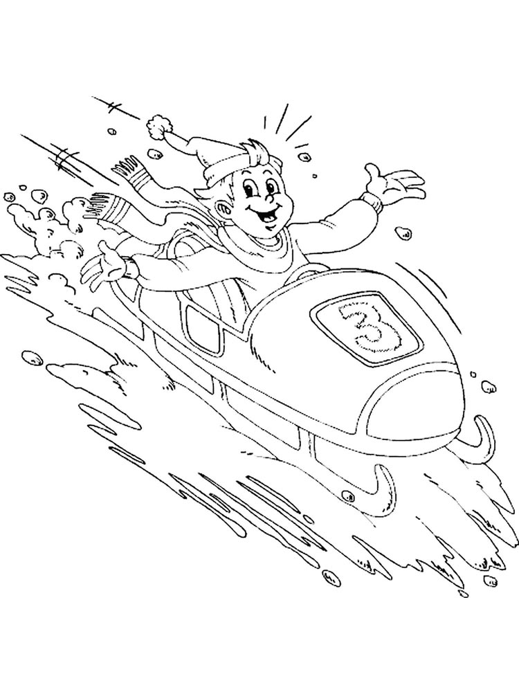 Free Printable Bobsledding coloring page for kids of all ages. Bobsled coloring pages are a fun way for kids of all ages to develop creativity, concentration,