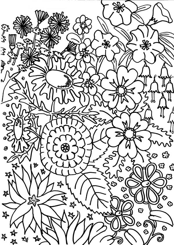 Free Printable Flower Gardens coloring page for kids of all ages. Gardening coloring pages are a fun way for kids of all ages to develop creativity,