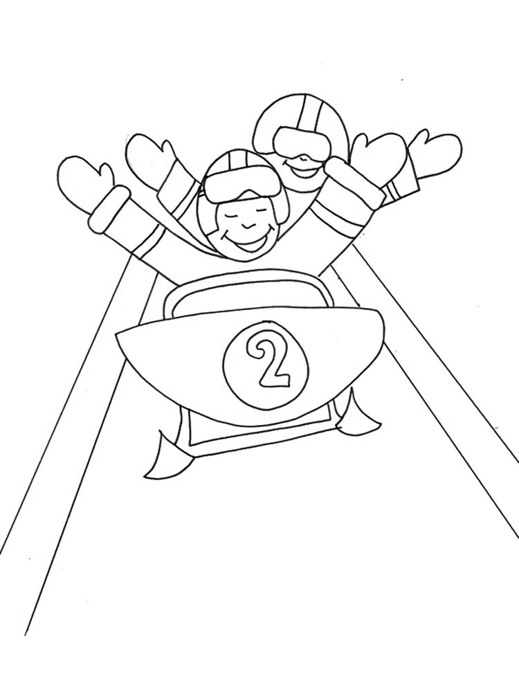 Free Printable Joyful Bobsledders coloring page for kids of all ages. Bobsled coloring pages are a fun way for kids of all ages to develop creativity,