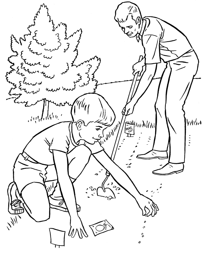 Free Printable Sowing Gardens coloring page for kids of all ages. Gardening coloring pages are a fun way for kids of all ages to develop creativity,