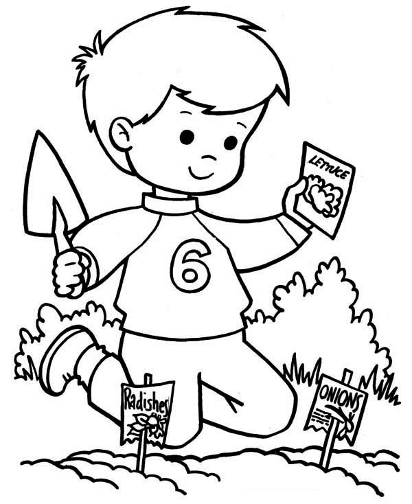 Free Printable Vegetable Gardens coloring page for kids of all ages. Gardening coloring pages are a fun way for kids of all ages to develop creativity,